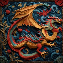Fototapeta premium chinese dragon on the wall