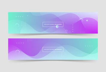 banner background, 2 set , colorful, blur nad purple gradation. wave effect , abstract , memphis, eps 10