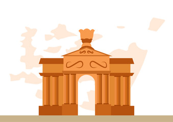 Vector illustration of De Jure Transfer Day celebrated in Puducherry with background of Aayi Mandapam monument.
