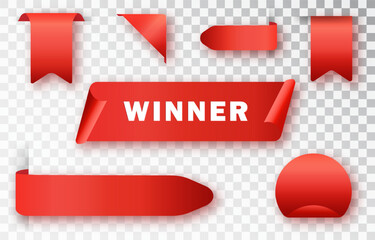 Red banners set, signaling enticing sales and promotions. Collection of price tags proudly displays discount labels, marking the wave of sales and promotions.