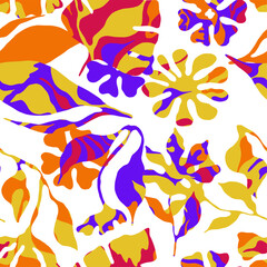 Naklejka premium Flower Shapes and Doodle Element Vector Seamless Pattern