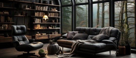 Nordic noir interior mock-up