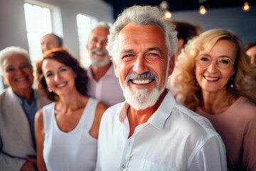 Fototapeta premium group of elderly people smiling in office,