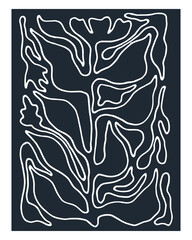 Abstract Flower Poster and Trendy Botanical Outline Wall Art with Floral Design Vector Illustration