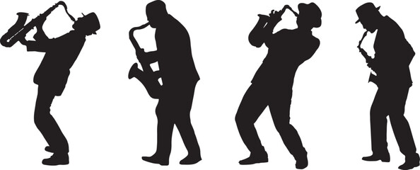 Saxophone Player Silhouette Vector Pack