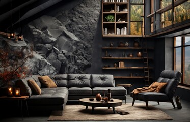 Nordic noir interior mock-up