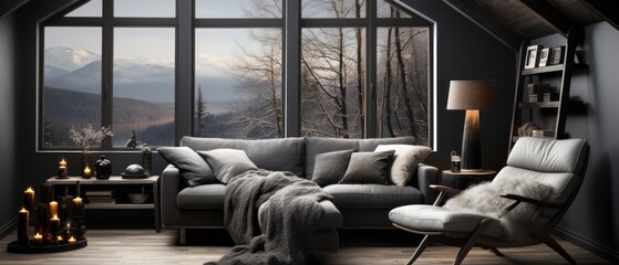 Nordic noir interior mock-up