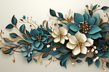 Flower backgrounds in various colors with abstract and 3D shapes