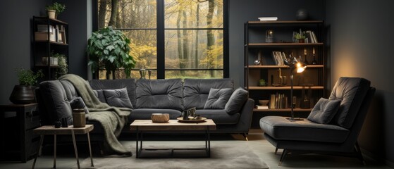 Nordic noir interior mock-up