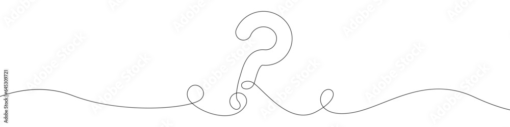 Poster question mark vector icon in one continuous line. linear drawn background of a help sign. question m