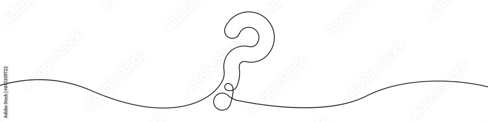 Poster question mark vector icon in one continuous line. linear drawn background of a help sign. question m