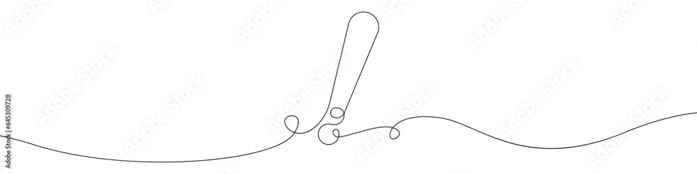 Poster exclamation mark vector icon in one continuous line. linear drawn background of an attention sign. c