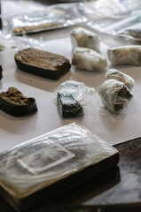 Blocks/bricks of cannabis resin wrapped in clingfilm