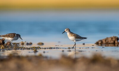 Little Stint (Calidris minuta) is a wetland bird that lives in the northern parts of the European and Asian continents. It feeds in swampy areas.