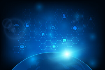 Vector internet of things (IOT). Network online. Technology global communication background.