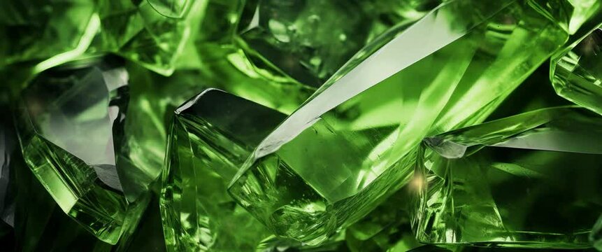 Anamorphic video abstract 4K green diamond crystal clear background