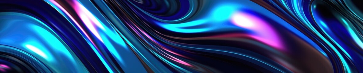 wallpaper abstrack organic liquid ilustration, dark holographic iridescent neon background fluid liquid glass curved wave, Generative AI
