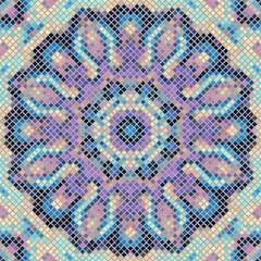 Vector seamless mosaic art pattern. Art background. Mandala image