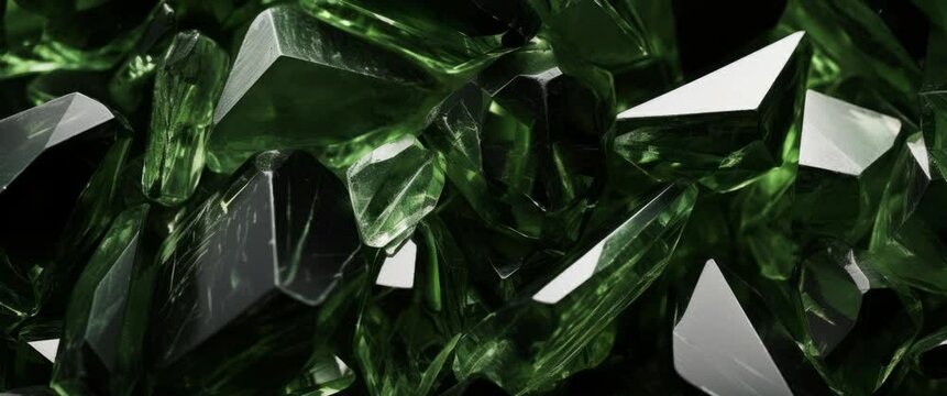 Anamorphic video abstract 4K green diamond crystal clear background