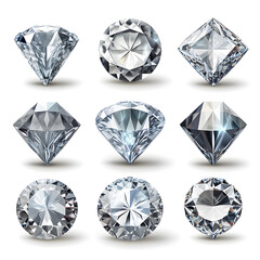Fototapeta premium A set of diamonds from different sides on a black background. Generate Ai