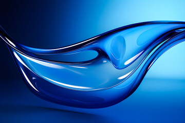 Abstract  blue shape against  light background, 3D illustration.  Smooth shape 3d rendering, Generate Ai