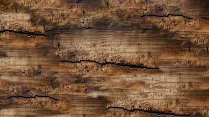 Fotobehang Wood decay with wood termites , Old grunge dark textured wooden background , The surface of the old brown wood texture. generative ai. © sahin
