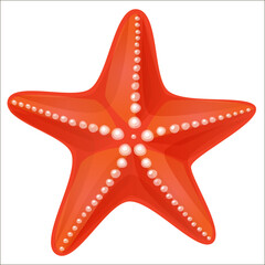 Starfish in flat style. Marine icon in cartoon style. Summer vector illustration.