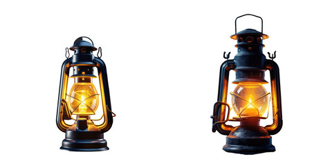 Lantern lighting fixture illuminates as flashlight functions transparent background