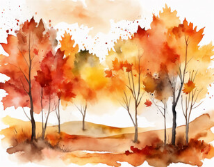 Naklejka na ściany i meble 秋の紅葉が彩る木々の風景 Landscape of trees decorated with autumn leaves