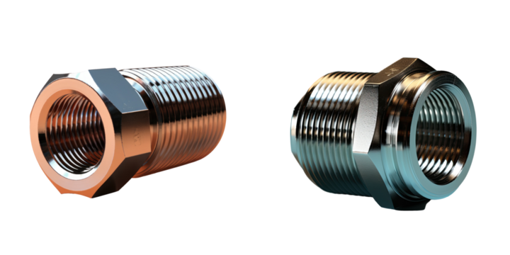 Threaded fitting made of stainless steel transparent background