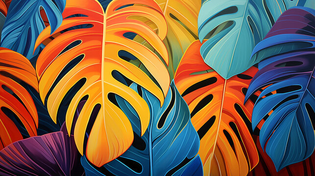 folhas tropicais coloridas 