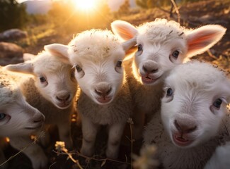 A group of young sheep