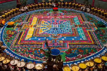 A ritual sand mandala in a Tibetan monastery