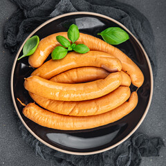 sausages chicken meat fast food appetizer meal food snack on the table copy space food background rustic top view
