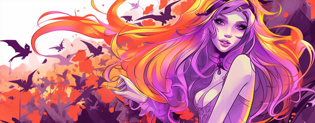 horror evil black party holiday background autumn witch card halloween night. Generative AI.