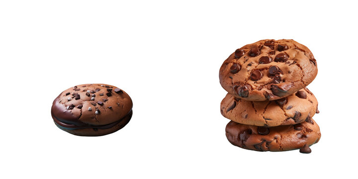 transparent background with chocolate cookies