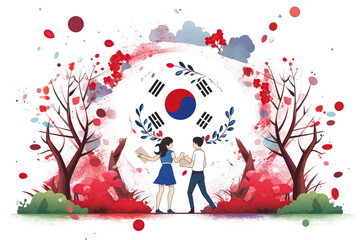 National liberation day of South Korea banner. Generative AI