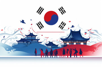Obraz premium National liberation day of South Korea banner. Generative AI