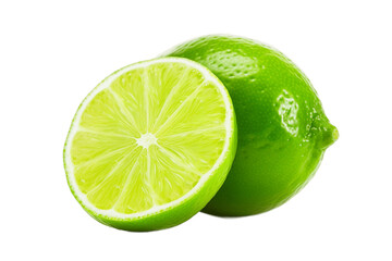 Bright Lime on Transparent Background. Generative Ai.