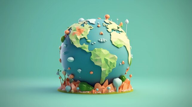 cute cartoonish designs of Globe earth and simple, Generative, AI