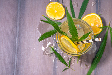 Cannabis hemp cold lemonade drink