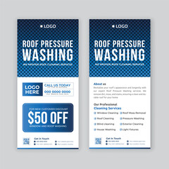 DL flyer, rack card, template,  Roof washing, house washing, window cleaning, power washing, pressure washing or Roof cleaning, roof washing dl flyer, rack card template, and cleaning service dl flyer