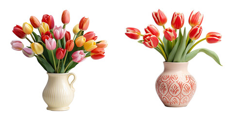 Obraz premium Tulips in a vase isolated transparent background