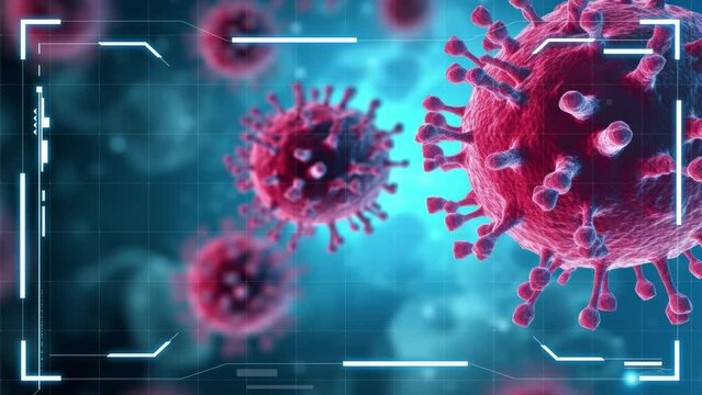 Antibodies attack and destroy the coronavirus. Close-up of dissolving virus under microscope. SARS-CoV-2 COVID-19 pandemic cure or vaccination concept. 3d animation