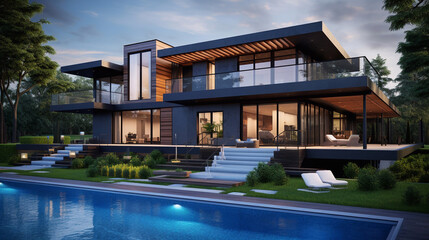 Fototapeta premium modern villa home design for modern house design