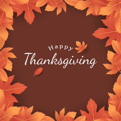 happy thanksgiving card with leaves. autumn background design