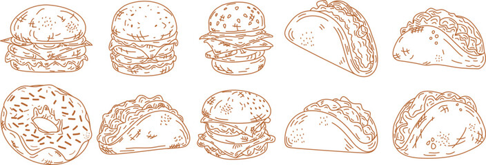 Handdrawn Food Doodle Art