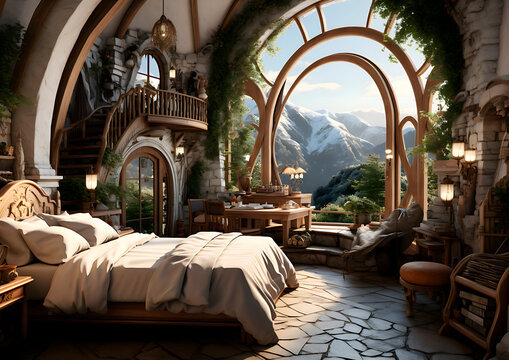 interior design in fantasy style, hotel, house