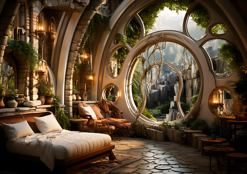 interior design in fantasy style, hotel, house