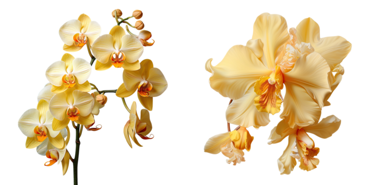 Isolated transparent background with yellow orchid